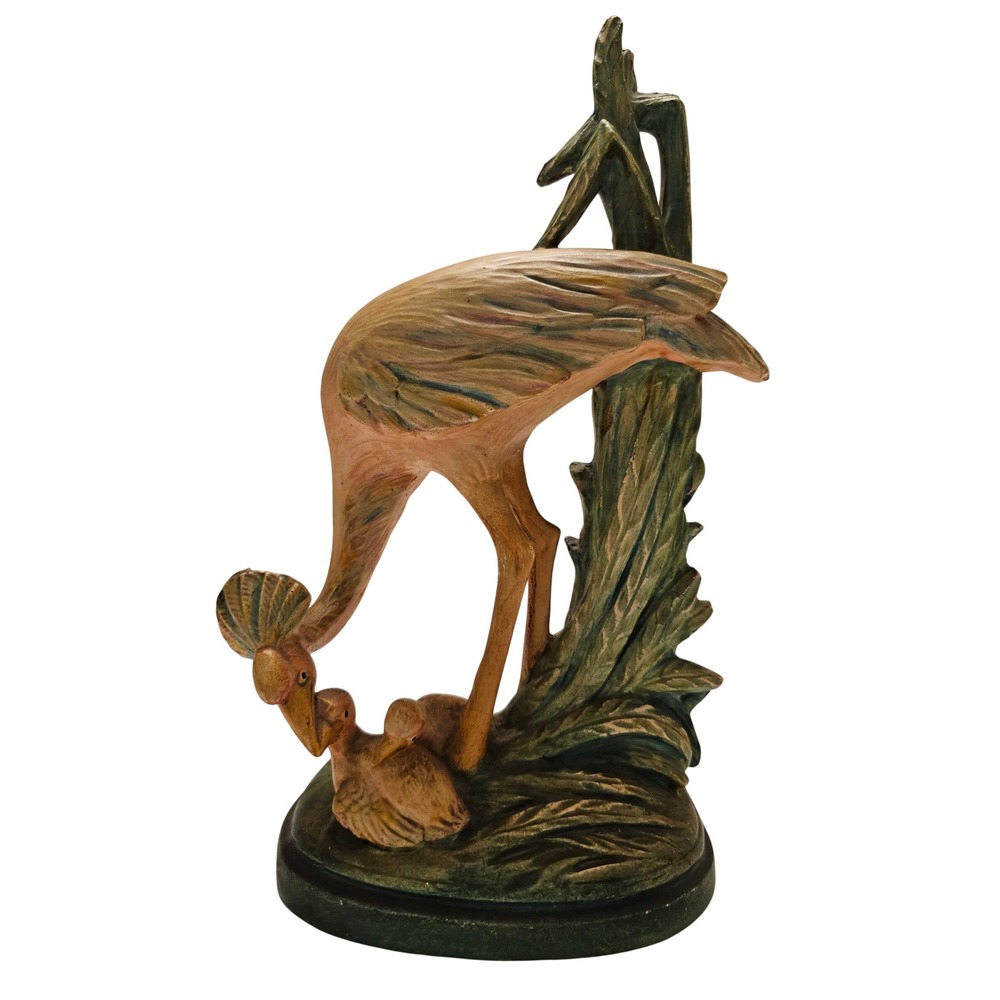 Vintage 1942 Universal Statuary Co Crane Bird Figurine‎ Ceramic Florida MCM RARE
